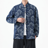 秋冬季风唐装牛仔外套中式龙纹提花复古夹克男A118-A8813P135，男装工装外套，电商A118