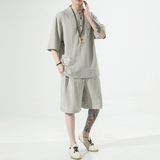 2025夏季风唐装亚麻两件套棉麻汉服男A118-TZ203P110-控168，男装民族服装，电商A118