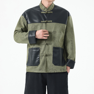春季风男装夹克新中式复古唐装汉服麂皮绒外套A118-A8831P120图片