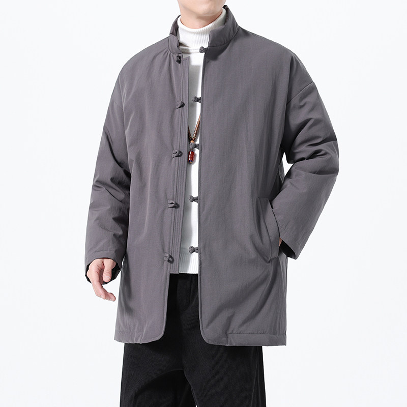 90%白鸭绒冬季风唐装中长款羽绒服保暖外套男A118-YR207P285图片