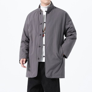 90%白鸭绒冬季风唐装中长款羽绒服保暖外套男A118-YR207P285图片