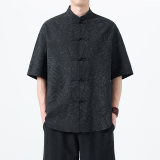 夏季风男装新中式唐装短袖大码复古青年衬衫A118-C033P70控99，男装T恤，电商A118