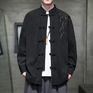 秋季风男装新中式衬衫唐装大码复古汉服宽松上衣A118-C823P70