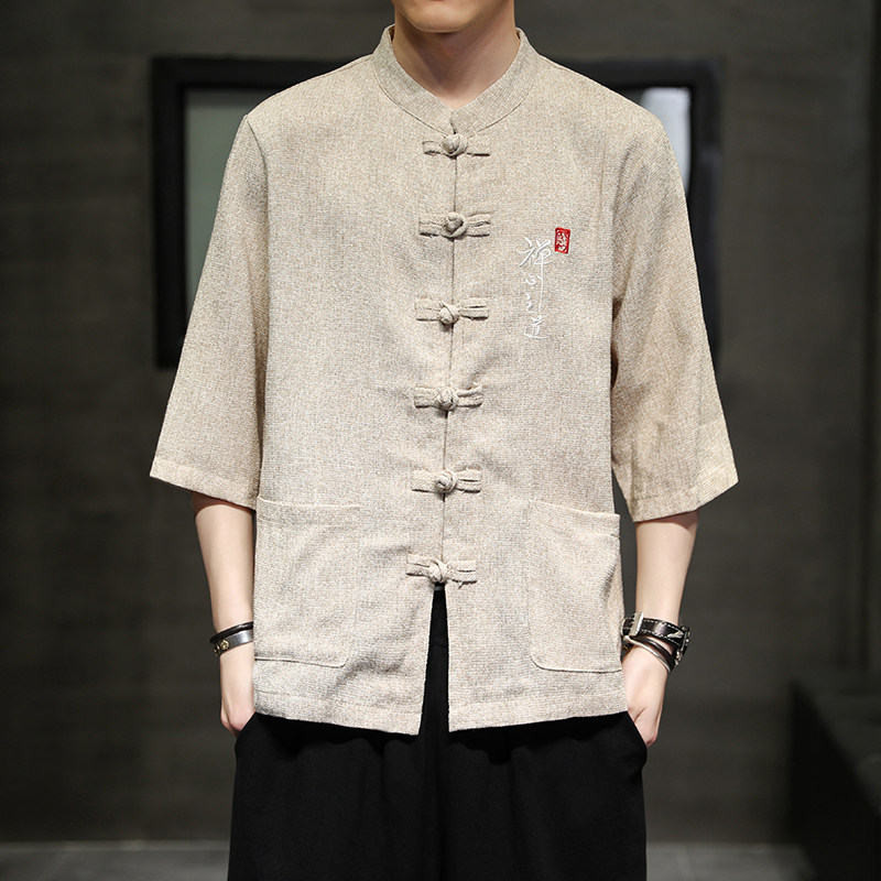 夏季风男装衬衫唐装汉服中式复古大码刺绣衬衣男A118-D51P60,男装T恤,电商A118