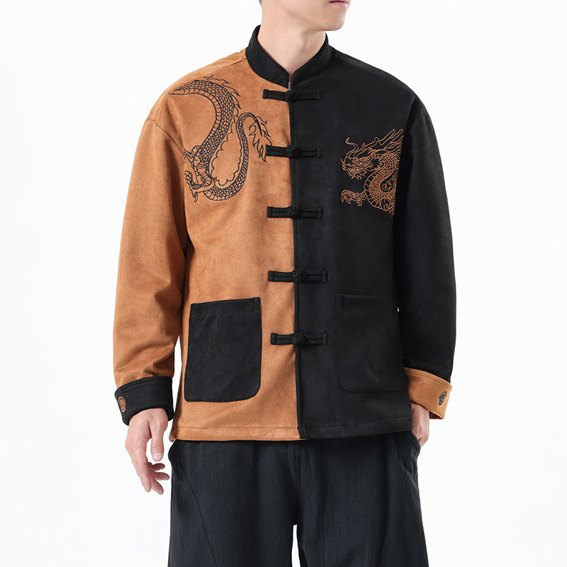 秋季风男装龙纹刺绣外套中式复古唐装拼接夹克A118-A8806P120,男装夹克,电商A118