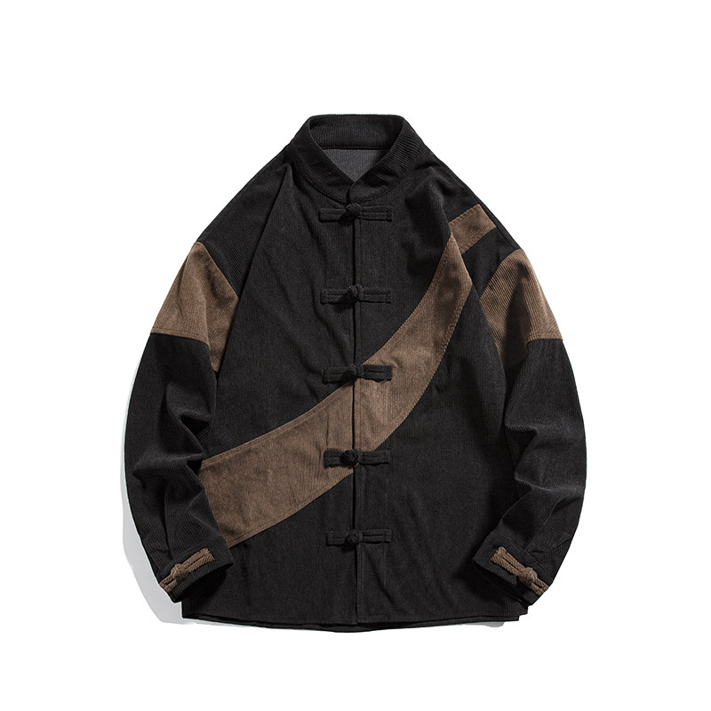 秋季风衬衫灯芯绒唐装汉服拼接长袖衬衣外套A118-A8819P68,男装衬衫,电商A118