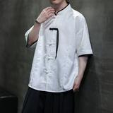 2025夏季风男装唐装汉服短袖中式复古大码衬衫A118-C17P65，男装衬衫，电商A118