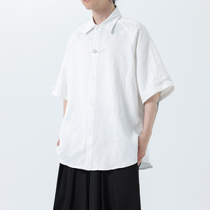 夏季风唐装新中式冰丝短袖提花衬衫汉服男A118-C28P65控88图片