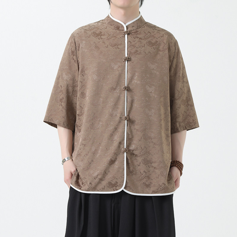 风男装短袖唐装大码衬衣中式印花衬衫汉服A118-C03P65控88,男装衬衫,电商A118
