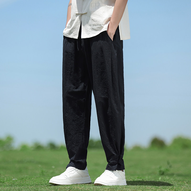 春夏风男装棉麻亚麻复古宽松透气大码青年休闲裤A118-K112P60,男装休闲裤,电商A118