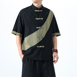 夏季风棉麻短袖唐装中式复古大码透气衬衫男A118-C032P70控99，男装T恤，电商A118