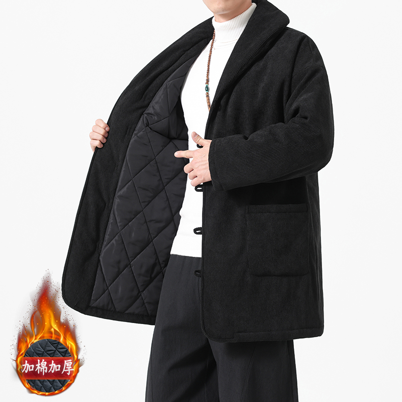 冬季风男装唐装灯芯绒保暖加厚棉衣A118-MY6608P175抖音控298，男装棉衣，电商A118