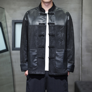 春季风男装夹克新中式唐装汉服麂皮绒青年外套A118-A8831P120图片