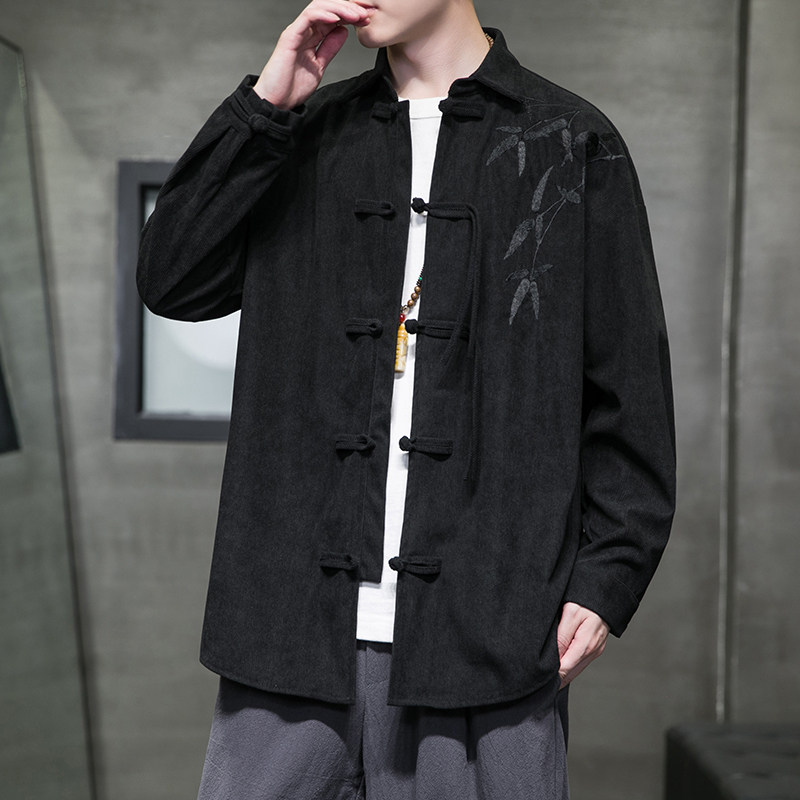 秋季风男装新中式唐装大码衬衫复古刺绣青年外套A118-C822P70,男装衬衫,电商A118