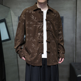 秋冬风衬衫灯芯绒压印新中式唐装汉服复古外套男A118-C828P70，男装衬衫，电商A118