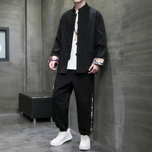 秋季风棉麻复古套装新中式唐装汉服两件套男A118-TZ205P105