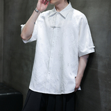 2025夏季风冰丝短袖衬衫提花唐装中式大码汉服男A118-C28P65，男装T恤，电商A118