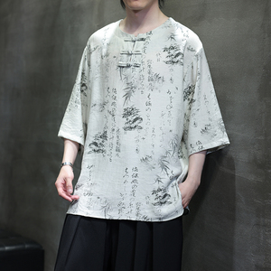 2025夏季风冰丝短袖唐装复古中式半袖汉服男A118-T501P60控78图片