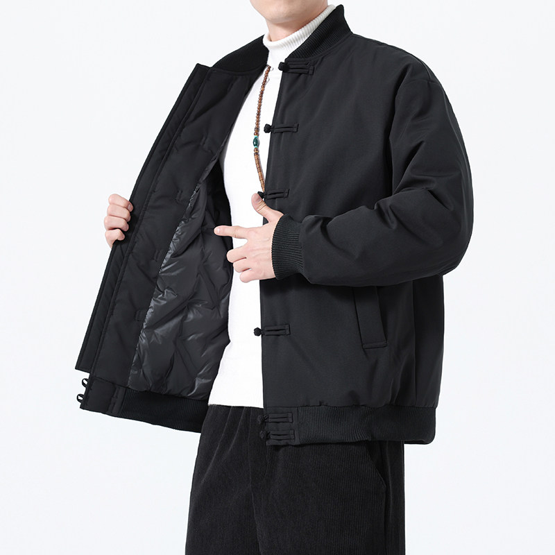 90%白鸭绒冬季风唐装男士复古保暖羽绒服外套A118-YR206P245，男装羽绒服，电商A118