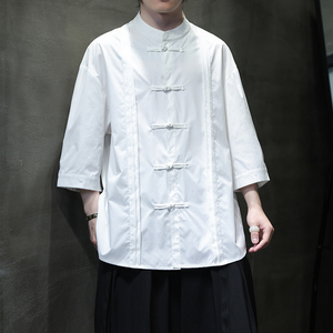 夏季风男装中式大码衬衫复古唐装汉服短袖衬衣A118-C10P70图片