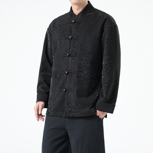 秋季风男装新中式复古夹克唐装汉服豹纹外套A118-A8816P120图片