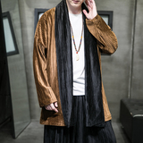 秋冬季风男装丽丝绒压邹中长款风衣汉服外套DS-A118-F006-P70，男装风衣，电商A118