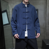 2025秋季风棉麻亚麻衬衫唐装汉服长袖中式衬衣男A118-C817P45，男装衬衫，电商A118