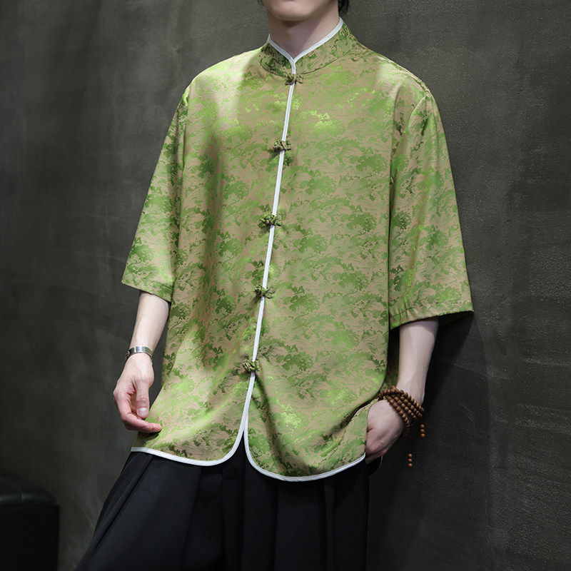 夏季风男装短袖唐装汉服大码衬衣中式印花衬衫A118-C03P65,男装衬衫,电商A118