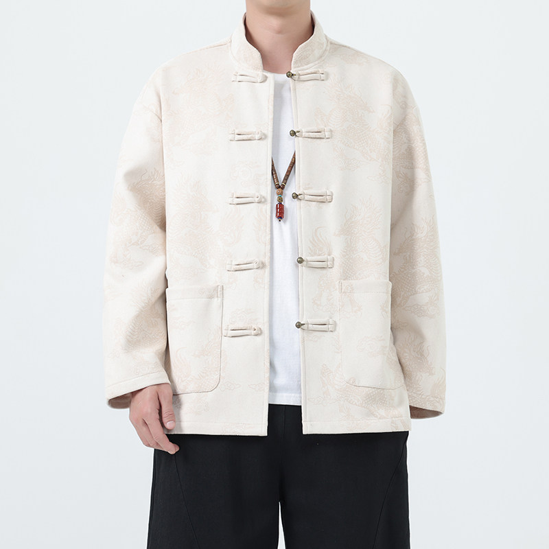 秋季风男装唐装汉服夹克麒麟印花大码青年外套A118-A8835P115，男装夹克，电商A118