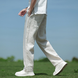 纯亚麻风透气直筒裤男宽松青年大码休闲裤A118-K918P115，男装休闲裤，电商A118