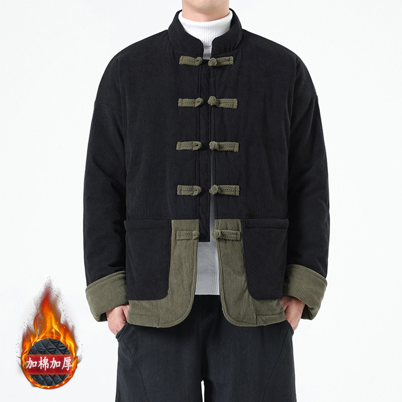 冬季风男装棉袄唐装中式复古保暖加厚拼接外套A118-MY015P140，男装棉衣，电商A118