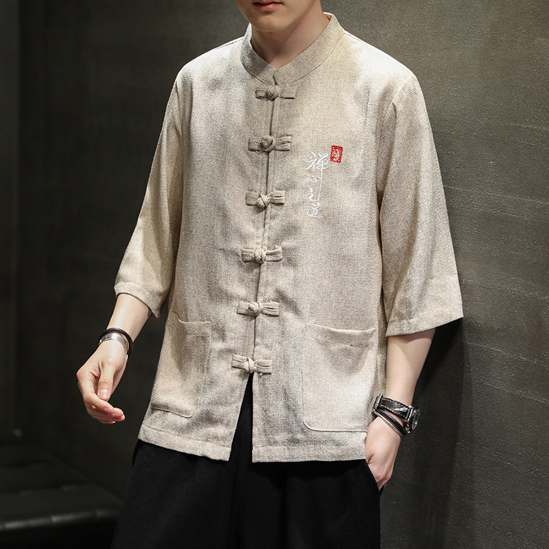 夏季风男装衬衫唐装汉服中式复古大码刺绣衬衣男A118-D51P60,男装T恤,电商A118
