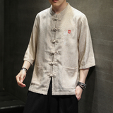 夏季风男装衬衫唐装汉服中式复古大码刺绣衬衣男A118-D51P60，男装T恤，电商A118