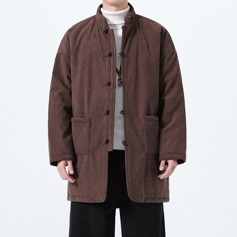 冬季风男装灯芯绒唐装中长款保暖加厚棉衣A118-MY6609P165,男装棉衣,电商A118
