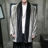 秋冬季风男装丽丝绒压邹中长款风衣汉服外套DS-A118-F006-P70，男装风衣，电商A118