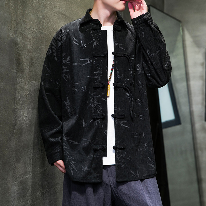 2025秋冬风男装衬衫灯芯绒压花中式复古唐装外套A118-C828P70,男装衬衫,电商A118