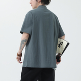 夏季风男装青年新中式棉麻短袖唐装汉服衬衫A118-C815P40控68，男装衬衫，电商A118