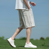 纯亚麻夏季风短裤新中式直筒复古五分裤男A118-DK906P95，男装牛仔裤，电商A118