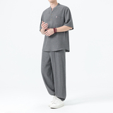 夏季风男装新中式唐装大码短袖两件套A118-TZ2506P115控198，男装休闲套装，电商A118