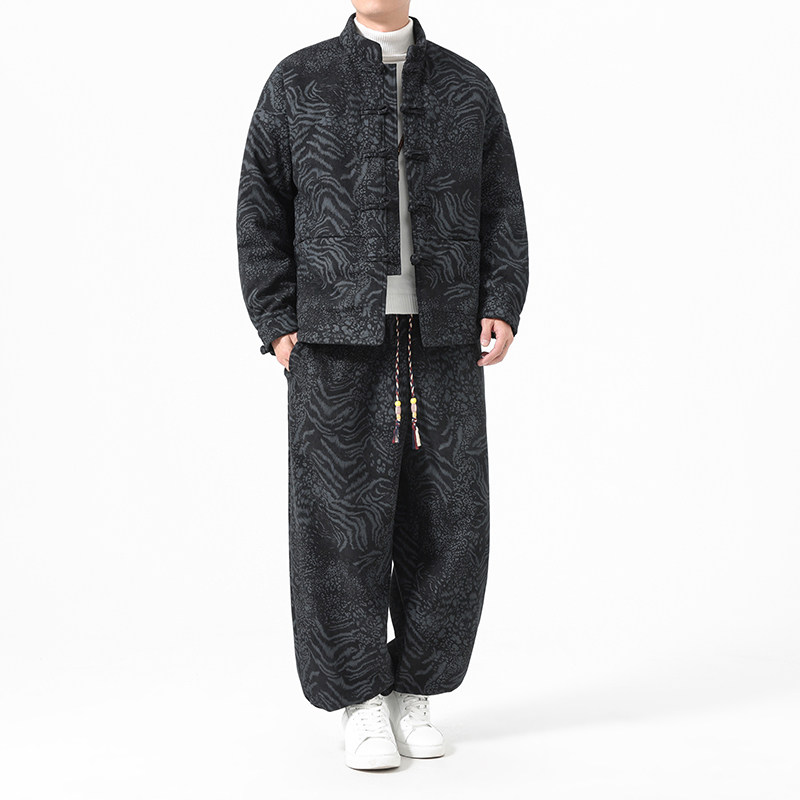 冬季风男装唐装加厚灯芯绒棉衣套装A118-TZ7702P200抖音控328,男装棉衣,电商A118
