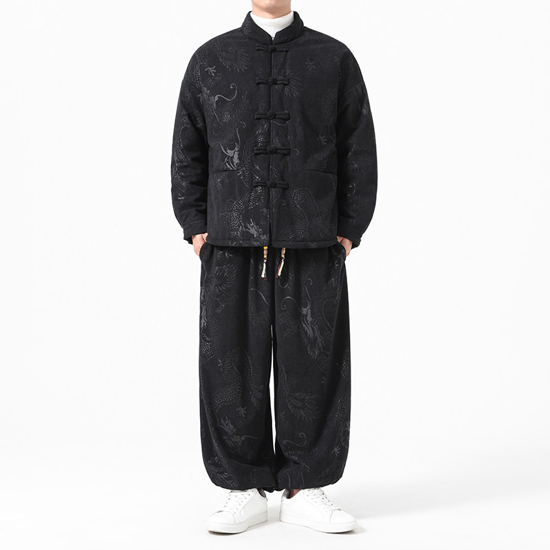 冬季风唐装棉衣保暖加厚大码套装男A118-TZ7703P200抖音控328,男装棉衣,电商A118
