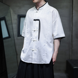 2025夏季风男装唐装汉服短袖中式复古大码衬衫A118-C17P65，男装衬衫，电商A118