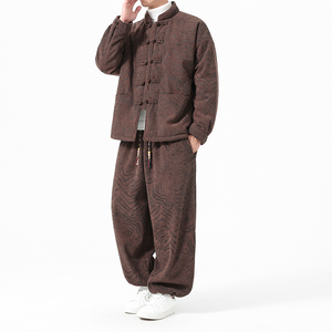 冬季风唐装保暖加厚豹纹棉衣套装男A118-TZ7702P200抖音控328图片