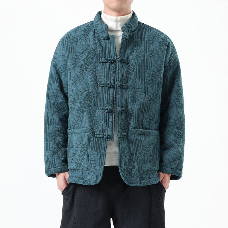 冬季风男装棉衣唐装加厚复古大码提花外套A118-MY6601P135，男装棉衣，电商A118