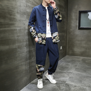 春季风男装中式复古唐装汉服棉麻亚麻两件套A118-TZ2022-P95图片