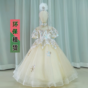 出租女童可爱公主裙租赁儿童小主持人走秀华丽礼服女童钢琴演出服