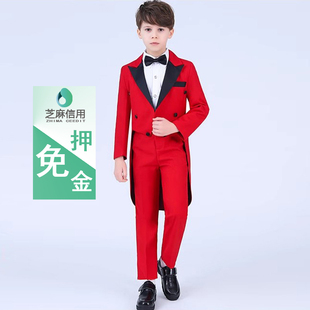 出租男童燕尾服男孩乐团指挥长款西装租赁儿童钢琴演出礼服2024新