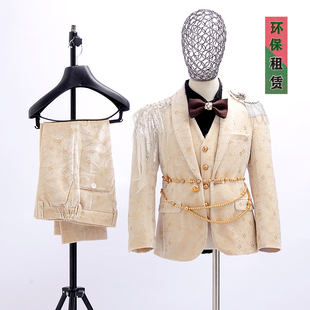 潮女童厚西装礼服出租男童走秀弹琴绒面时尚瑞丽西服套装租赁N180