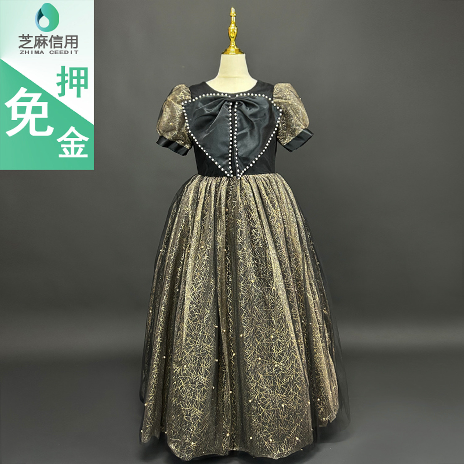 出租钢琴表演服装女童模特走秀复古赫本风演出礼服租赁华丽公主裙