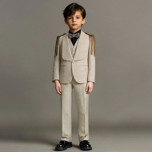 出租儿童金色高端闪亮西服套装男童春晚主持唱歌演出走秀西装礼服
